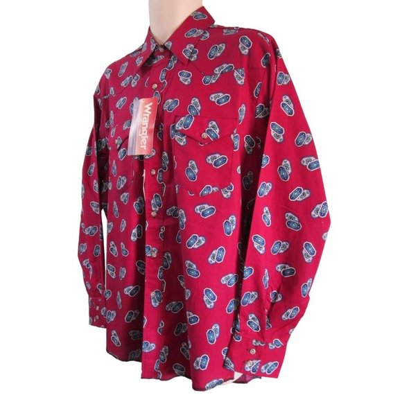 Wrangler Western Wear Button Up Southwest Pattern  Shirt Long Sleeve NWD Mens XL - Picture 13 of 16